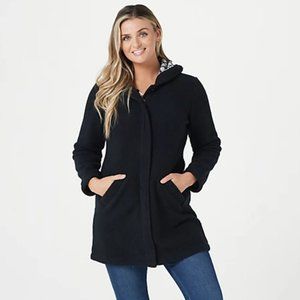 Fleece Bonded with Sherpa Long Sleeve Black Coat